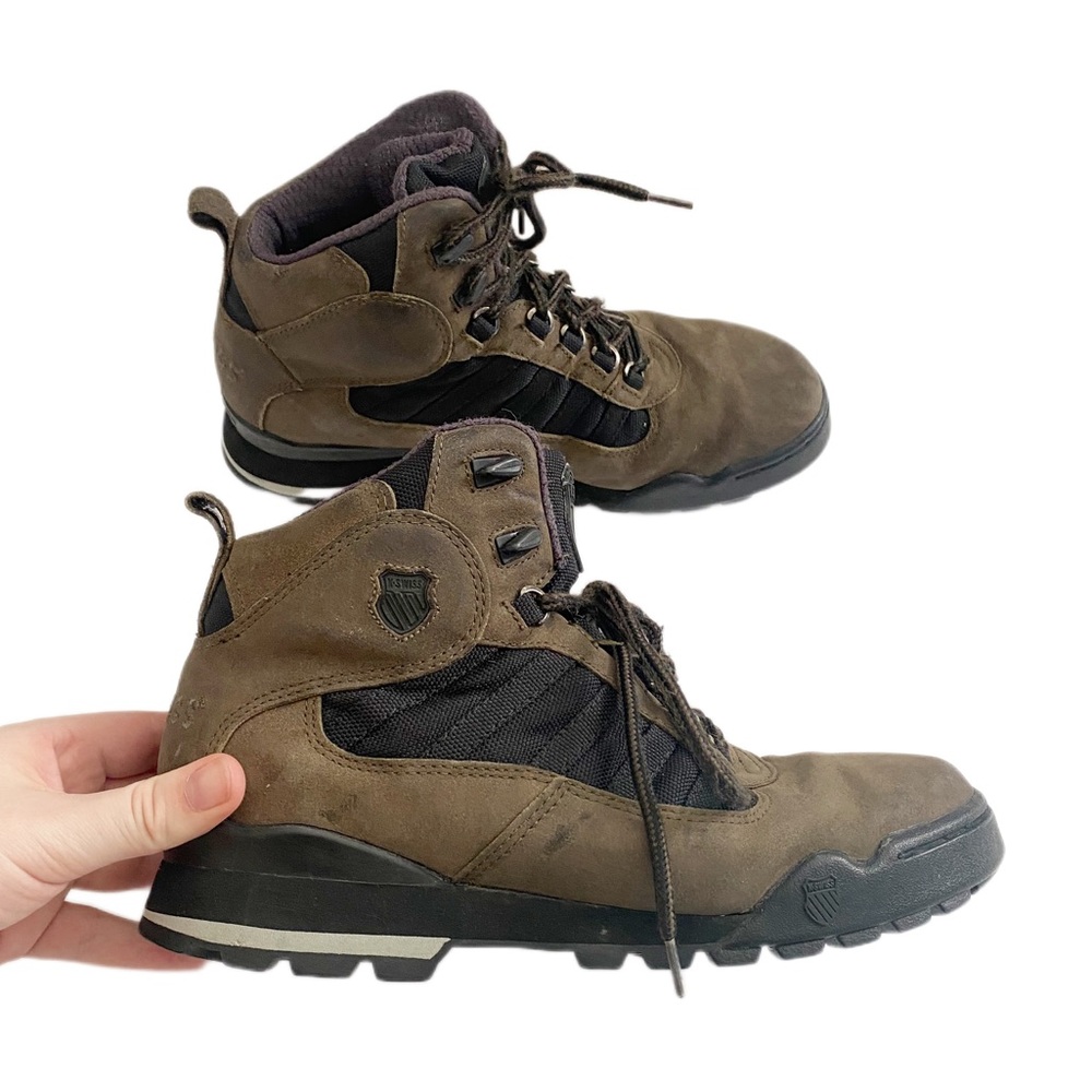 Vintage 90s K-SWISS Men’s Brown Leather Hiking Boots